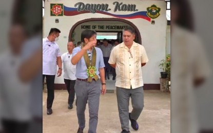 <p><strong>APPROVED.</strong> President Ferdinand Marcos Jr. and Northern Samar Governor Edwin Oncghuan during the former's visit to the province on July 14. The governor lauded the President for approving the PHP7.4 billion Samar Pacific Coastal Road 2 Project. <em>(Photo courtesy of Northern Samar provincial government)</em></p>