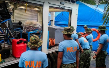 <p><strong>HIGH ALERT</strong>. The Police Regional Office in Bicol (PRO5) is on high alert and mobilized response teams on Monday (July 24, 2023) in view of the bad weather brought about by Typhoon Egay (Doksuri). The provincial government of Catanduanes suspended work on Monday in government offices and classes in public schools at all levels in the province. <em>(Photo courtesy of PRO5)</em></p>