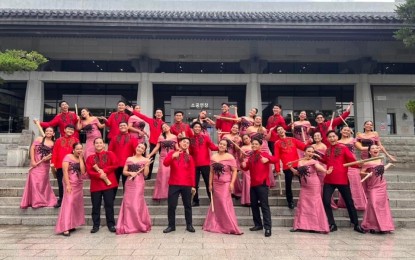 <p><strong>CASH DONATION</strong>. The Samiweng singers after joining the 12th World Choir Games in South Korea from July 7 to 14, 2023. They are expected to receive a PHP500,000 cash incentive from a solar company in the province. <em>(File photo courtesy of Samiweng Singers)</em></p>