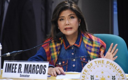 <p><strong>RESTRAINT.</strong> Senator Imee Marcos maintains that patience is still the key to resolve the issues surrounding the West Philippine Sea (WPS) during the Kapihan sa Senado at the Senate building in Pasay City on Thursday (July 27, 2023). Marcos said the Philippines should exercise utmost restraint, tolerance and prudence to de-escalate tensions in the WPS. <em>(PNA photo by Avito Dalan)</em></p>