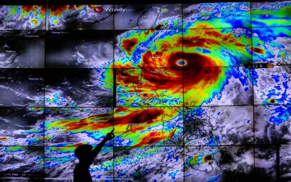 <p><strong>PRIORITIZING SAFETY</strong>. The Philippines is currently being battered by a series of weather disturbances such as a typhoon shown in this undated satellite image. Antipolo's City Disaster Reduction and Risk Management Office on Tuesday (Aug. 1, 2023) said efforts are underway to relocate informal settlers living in landslide-prone areas.<em> (File photo by Joan Bondoc)</em></p>