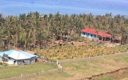 <p><strong>WRATH OF EGAY.</strong> An aerial photo of Typhoon Egay's damage in coastal Calayan town in Cagayan province taken on Monday (July 31, 2023). The provincial government has earmarked a PHP52-million fund for rehabilitation and relief operations after Cagayan was placed under a state of calamity. <em>(Photo courtesy of Cagayan PIO)</em></p>