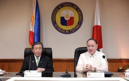 <p><strong>RULES-BASED ORDER.</strong> Defense Secretary Gilberto Teodoro Jr. (right) and JPPFL chair Moriyama Hiroshi (left) meet at the DND main office on Wednesday (Aug. 2, 2023). In the meeting, Teodoro emphasized the need for a rules-based order and to instill United Nations Convention on the Law of the Sea as an archipelagic doctrine. <em>(Photo courtesy of DND)</em></p>