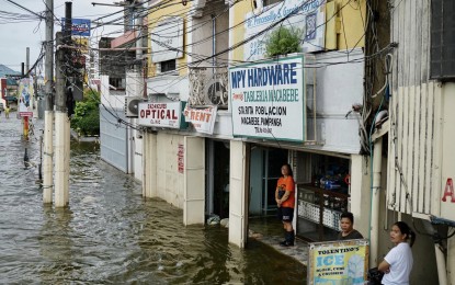 <p><strong>FLOODED</strong>. A flooded road in Macabebe, Pampanga as of Thursday (Aug. 3, 2023) due to the combined effects of southwest monsoon and typhoons Egay and Falcon. Based on the latest report from the Regional Disaster Risk Reduction and Management Council, a total of 640,449 families or 2,246,464 individuals in Central Luzon were affected by the weather disturbances. <em>(Photo courtesy of  the Provincial Government of Pampanga) </em></p>