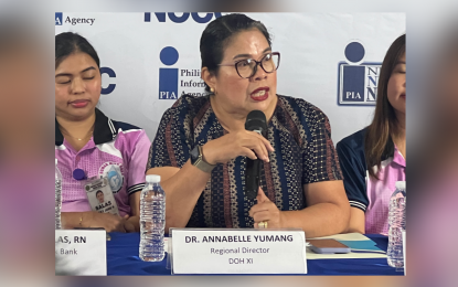 <p class="p1"><strong>TB CASES. </strong>Department of Health in Davao Region (DOH-11) Director Dr. Annabelle Yumang bares in a press briefing in Davao City on Friday (Aug. 4, 2023) that they have logged 10,363 tuberculosis (TB) cases in the region from January to June 2023. She attributes the discovery of the TB cases to their mobile chest X-ray campaign, among others, in urban and rural areas of the region. <em>(PNA photo by Che Palicte)</em></p>
