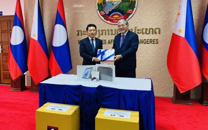 <p class="p2"><strong>SUPPORT FOR LAOS.</strong> Foreign Affairs Secretary Enrique Manalo hands over DFA’s tablet donation to Laos' Ministry of Foreign Affairs to bolster their ASEAN chairship in 2024. Manalo is in Laos to co-chair the 2nd Joint Commission for Bilateral Cooperation meeting. <em>(Photo courtesy of Secretary Enrique Manalo)</em></p>
<p class="p2"> </p>
<p> </p>
<p> </p>