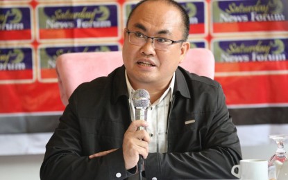 <p><strong>ON TRACK.</strong> Director Wendell Orbeso of the Office of the Presidential Adviser on Peace, Reconciliation and Unity says the Marcos administration is fully committed to the peace process, during a press forum in Quezon City on Saturday (Aug. 5, 2023). The government is still on track with the decommissioning of 40,000 Moro Islamic Liberation Front (MILF) combatants.<em> (PNA photo by Robert Alfiler)</em></p>