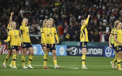 <p><strong>ELIMINATED.</strong> Sweden reacts during the penalty shoot-out at the end of the extra time of the 2023 FIFA Women's World Cup Round of 16 match between Sweden and United States at Melbourne Rectangular Stadium in Melbourne, Australia on August 6, 2023.  Sweden ousted US. <em>(Anadolu)</em></p>