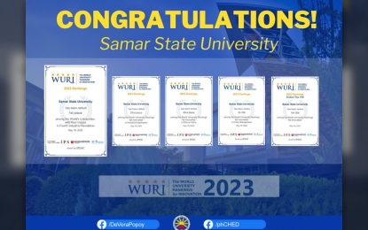 <p><strong>WORLD-CLASS QUALITY</strong>. The Commission on Higher Education (CHED) lauds the Samar State University (SSU) on Tuesday (Aug. 8, 2023) for topping all universities worldwide in the 2023 World University Rankings for Innovation’s (WURI) Fourth Industrial Revolution category for the second time. For this year, the SSU's "3D Visualization of Citywide Geohazard Mapping and Simulation of What-if Scenarios using Geospatial Research and Data Analytics" project garnered the first rank in the category. <em>(Photo courtesy of CHED)</em></p>