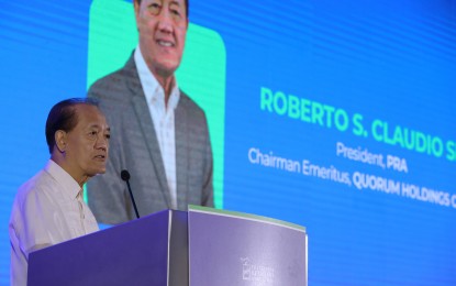 <p><strong>PH RETAIL.</strong> Philippine Retailers Association president Roberto Claudio delivers his opening remarks at the 29th National Retail Conference and Expo at the SMX Convention Center in Pasay City on Aug. 10, 2023. The PRA supports taxing foreign online merchants and value-added tax refund for foreign tourists. <em>(PNA photo by Joey O. Razon)</em></p>