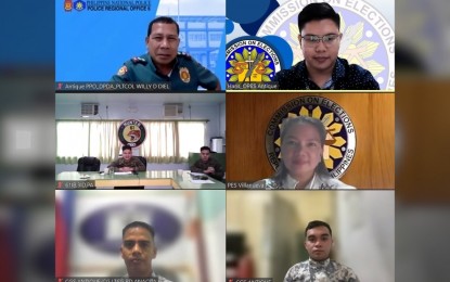 <p><strong>SECURITY</strong>. Members of the Provincial Joint Security Control Center (PJSCC) meet virtually on Aug.9 to discuss security preparations for the upcoming barangay and Sangguniang Kabataan polls. Antique Provincial Election Supervisor Salud Milagros Villanueva, in an interview on Thursday (Aug. 10) said the Philippine Army and Philippine National Police have to identify their watch list areas that will be presented during their command conference and activation of the PJSCC before Aug. 28. (<em>PNA photo courtesy of Comelec Antique</em>)</p>