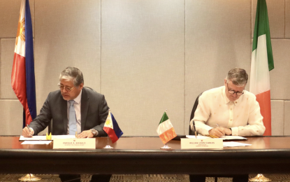 <p>Foreign Affairs Secretary Enrique Manalo (left) and Irish Ambassador to the Philippines William Carlos (right)<em> (Photo courtesy of DFA)</em></p>