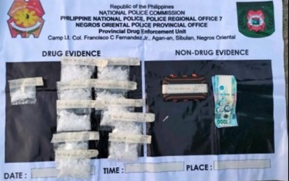 <p><strong>BUSTED</strong>. Anti-illegal drug operatives seized close to PHP 2 million worth of suspected shabu during a buy-bust operation in Sibulan, Negros Oriental on Sunday (Aug. 13, 2023). The arrest comes as the Negros Oriental Police Provincial Office undertakes ongoing massive synchronized police operations against all forms of criminality. <em>(Photo courtesy of NOPPO)</em></p>