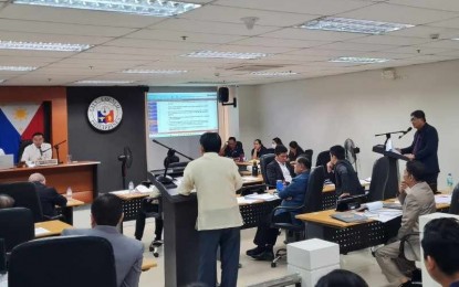 <p><strong>ENDORSED</strong>. Iloilo City Councilor Romel Duron (right, standing) sponsors a resolution endorsing the conduct of a feasibility study by the First Gen Visayas Energy Inc. for its proposed Iloilo Strait Wind Power Project during the regular session of the Sangguniang Panlungsod on Wednesday (Aug. 16, 2023). In an interview Thursday (Aug. 17), he said the city government has been supporting renewable energy because it is environment-friendly.<em> (Contributed photo)</em></p>