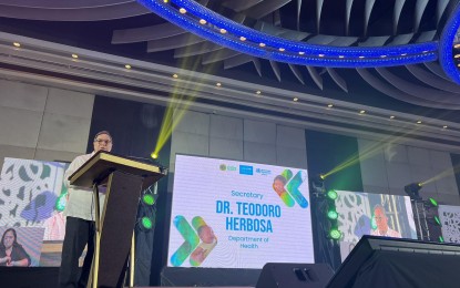 <p><strong>CHILD IMMUNIZATION.</strong> Health Secretary Teodoro Herbosa speaks at the 2023 Philippine Immunization Summit in Manila on Thursday (Aug. 17, 2023). The Department of Health, together with the World Health Organization and the United Nations Children's Fund, led the conduct of the summit to secure public commitments and mobilize additional resources that would help accelerate fiscal and legislative reforms, local government action, improvements to vaccine program management, cold chain and supply chain management, and communication and information systems management. <em>(Photo courtesy of the DOH)</em></p>
