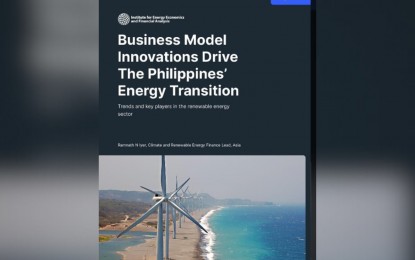 <p><strong>PH RENEWABLES</strong>. The cover of Institute for Energy Economics and Financial Analysis' report on the Philippines' renewable energy sector authored by its lead for climate and renewable energy finance for Asia, Ramnath Iyer. The report showed that listed companies in the Philippines accelerated the adoption of renewables. <em>(Screenshot of the IEEFA report)</em></p>
