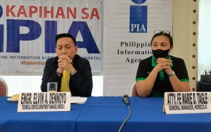 <p><strong>ELECTRIFICATION.</strong> The two electric cooperatives in Negros Oriental, NORECO I and NORECO II, are fast-tracking the rural electrification program in their areas to meet the President's target by 2028. In the photo during the Kapihan sa PIA forum on Wednesday (Aug 23, 2023) are Engr. Elvin Dennoyo, NORECO I OIC (left), and lawyer Fe Marie Dicen, NORECO II general manager. <em>(Photo by Judy Flores Partlow)</em></p>