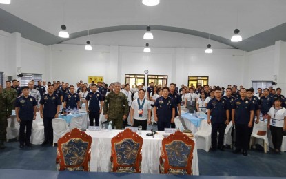 <p><strong>JOINT CONFERENCE</strong>. Personnel of the Commission on Elections in Pangasinan and the Pangasinan Police Provincial Office pose during a provincial joint security command conference in Lingayen town, Pangasinan on Tuesday (Aug. 22, 2023). They tackled the security measures for the Barangay and Sangguniang Kabataan Election period from Aug. to Nov. 29, among other things. <em>(Photo courtesy of the Pangasinan Police Provincial Office)</em></p>