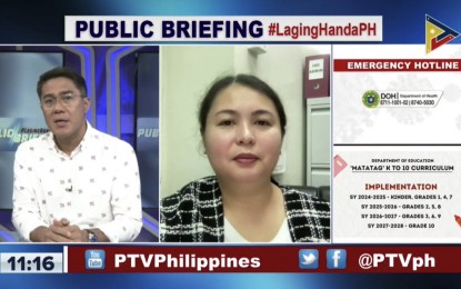 <p><strong>HUMAN TRAFFICKING</strong>. Bureau of Immigration spokesperson Dana Sandoval (right) warns against illegal recruiters who are targeting Filipinos intending to work overseas, luring them to abusive schemes, in an interview during the Laging Handa public briefing on Thursday (Aug. 24, 2023). Sandoval said such offense is non-bailable, punishable by life imprisonment. <em>(Screengrab)</em></p>