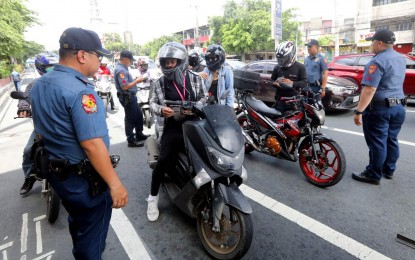 <p><strong>BSKE PERIOD BEGINS.</strong> Manila Police District Police Station 4 personnel conduct a checkpoint along the España Boulevard in Manila on Monday (Aug. 28, 2023), at the start of the election period for the Barangay and Sangguniang Kabataan Elections. The Philippine National Police said body cameras will be provided to police officers deployed to poll checkpoints. <em>(PNA photo by Yancy Lim)</em></p>