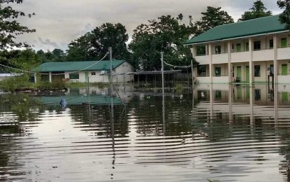 <p><strong>FLOODED SCHOOL</strong>. The Itawes National High School in Tuao, Cagayan remains submerged in floodwater as rains persist due to Typhoon Goring on Tuesday (Aug. 29, 2023). Governor Manuel Mamba ordered anew the province-wide suspension of classes on Aug. 30.<em> (Photo courtesy of Itawes NHS)</em></p>