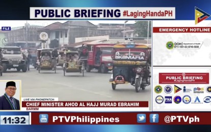 <p><strong>GUN BAN COMPLIANCE</strong>. Bangsamoro Autonomous Region in Muslim Mindanao Chief Minister Ahod Al Hajj Murad Ebrahim gives an update on the regional situation in line with the upcoming Barangay and Sangguniang Kabataan Elections (BSKE) on Oct. 30, 2023 during his interview at the Laging Handa public briefing on Thursday (Aug. 31, 2023). He said the BARMM maintains compliance with the nationwide gun ban, with no reported violation so far. <em>(Screengrab)</em></p>