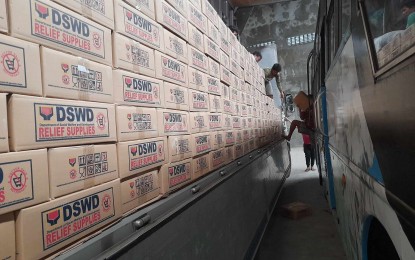 <p><strong>ASSISTANCE.</strong> Relief supplies at a warehouse of the Department of Social Welfare and Development (DSWD) 6 (Western Visayas) in this undated photo. The DSWD-6 said Thursday (Aug. 31, 2023) that PHP8.02 million worth of family food packs and non-food items have been released to requesting local government units affected by inclement weather in the region. <em>(PNA photo courtesy of DSWD-6)</em></p>