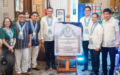 <p><strong>HISTORICAL MARKER</strong>. The unveiling of the historical marker of the 151-year-old Balay Ni Tana Dicang (House of Tana Dicang) in Talisay City, Negros Occidental on Aug. 28, 2023. The Balay ni Tana Dicang, a “bahay na bato” (house of stone) was built in 1872.<em> (Photo courtesy of Cong. Kiko Benitez Facebook page)</em></p>