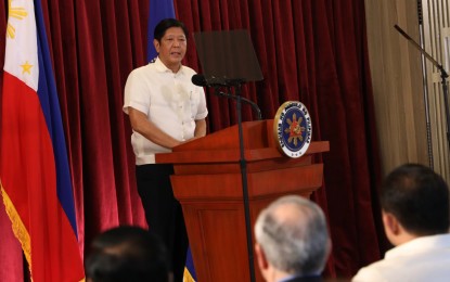 <p><strong>SUMMIT PARTICIPANT.</strong> President Ferdinand R. Marcos Jr. delivers a speech before boarding the Philippine Airlines flight bound for Jakarta, Indonesia at Villamor Air Base in Pasay City on Monday (Sept. 4, 2023). He will attend the 43rd Association of Southeast Asian Nations Summit and Related Summits slated Sept. 5 to 7.<em> (PNA photo by Alfred Frias)</em></p>