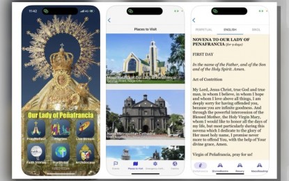 <p><strong>'INAPEÑAFRANCIA'.</strong> The contents of the “InaPeñafrancia” app which provides devotees with one-stop access to all matters related to devotion to the Our Lady of Peñafrancia. The Archdiocese of Caceres on Monday night (Sept. 4, 2023) said the mobile app is part of the activities to commemorate the centenary of the pontifical coronation of the image of Our Lady of Peñafrancia in 2024.<em> (Photo courtesy of the Archdiocese of Caceres)</em></p>