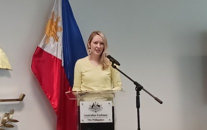 <p><strong>ECONOMIC STRATEGY</strong>. Australian Embassy in the Philippines Deputy Head of Mission Moya Collet holds press conference at the Australian Embassy in Makati City on Sept. 5, 2023 before the launch of Australia’s Southeast Asia Economic Strategy to 2040. The report outlines Australia's strategies to improve bilateral trade and investments with the region. <em>(PNA photo by Kris M. Crismundo)</em></p>