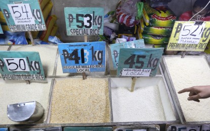 <p><strong>PRICE CAPS LIFTED.</strong> The price per kilogram of regular milled and well-milled rice are capped at PHP 41 and PHP 45, respectively, after the implementation of Executive Order 39 on Sept. 5, 2023. President Ferdinand R. Marcos Jr. on Wednesday (Oct. 4, 2023) announced the lifting of the mandatory price caps on rice upon the recommendation of the departments of agriculture and trade. <em>(PNA file photo)</em></p>