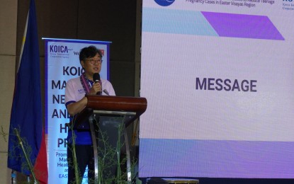 <p><strong>COLLAB.</strong> Korea International Cooperation Agency (KOICA) Country Director Kim Eunsub delivers his message during a forum in Tacloban City on Sept. 7, 2023. KOICA has called for multisectoral collaboration in the fight against teenage pregnancy in Eastern Visayas. <em>(Photo courtesy of KOICA)</em></p>
<p> </p>
<p> </p>
<p> </p>