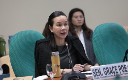 <p><strong>SIM REGISTRATION</strong>. Sen. Grace Poe laments the persisting proliferation of text scams and spam messages despite the enactment of the Subscriber Identity Module (SIM) Registration Act.  Leading the inquiry of the Committee on Public Services on Tuesday (Sept. 5, 2023), Poe said government agencies and telecommunication companies should be able to trace the entities responsible for sending out fraudulent messages and spams, following the July 25 deadline for SIM registration. <em>(Photo courtesy of Senate PRIB) </em></p>