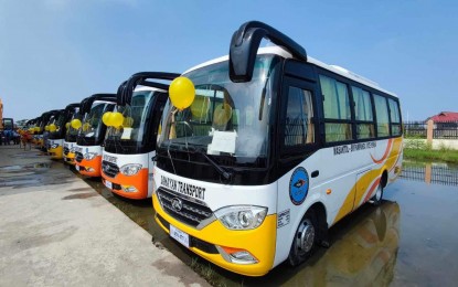 <p><strong>MODERN UTILITY VEHICLES</strong>. Some 15 more modernized public utility vehicles will soon hit the roads in Pampanga. A transport service cooperative in the province launched these on Friday (Sept. 8, 2023) in support of the government's Public Utility Vehicle Modernization Program.<em> (Photo courtesy of LTFRB-3)</em></p>