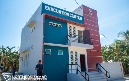 <p><strong>TEMPORARY SHELTER.</strong> The new evacuation center in San Agustin village in Lavezares, Northern Samar. The building is seen to provide safe shelter for 1,000 families during disasters and emergencies. <em>(Photo courtesy of Northern Samar provincial government)</em></p>