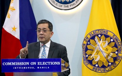 <p><strong>FUEL SUBSIDY</strong>. Commission on Elections (Comelec) Chairperson George Erwin Garcia says it will grant an exemption for the distribution of fuel subsidy to aid affected drivers, during a press conference on Wednesday (Sept. 13, 2023). Using public funds for social services and development will be prohibited from Sept. 15 to 30 in relation to the upcoming Barangay and Sangguniang Kabataan Elections. <em>(PNA photo/ Yancy Lim)</em></p>