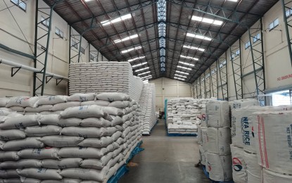 <p><strong>NFA WAREHOUSE.</strong> Sacks containing palay are stored at a warehouse of the National Food Authority in Dumaguete City in this undated photo. The agency said Wednesday (Sept. 13, 2023) that it is verifying reports that some private individuals are buying palay from farmers at PHP15 per kg. versus the NFA's PHP 19 a kg. <em>(PNA photo by Judy Flores Partlow)</em></p>
