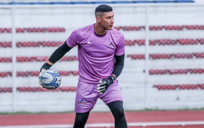 <p>Azkals’ goalkeeper Neil Etheridge <em>(Photo from PFF Facebook page)</em></p>