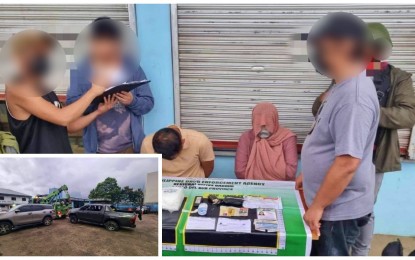 <p><strong>BUSTED COUPLE.</strong> Anti-narcotics agents list the illegal drugs seized from a couple suspected of selling prohibited drugs during an anti-drug operation in Barangay Gadongan, Marawi City, that resulted in the recovery of PHP6.9 million worth of shabu and two vehicles (inset) on Tuesday (Sept. 12, 2023). A day after, the Marawi police arrested two other drug suspects in a buy-bust and seized PHP689,000 worth of shabu in Barangay Bobongan. <em>(Photo courtesy of Lanao del Sur PPO)</em></p>