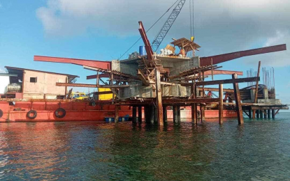 <p><strong>CONSTRUCTION UNCERTAINTIES</strong>. The Tubbataha Management Office's (TMO) new offshore ranger station is built on "stilts" rising from the ocean floor. A TMO official said on Monday (Sept. 18, 2023) that cost overruns have delayed the completion of the facility, which is crucial for environmental preservation.<em> (Photo courtesy of the Palawan PIO)</em></p>