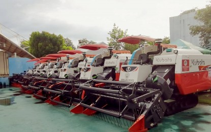 <p><strong>MECHANIZED FARMING.</strong> A total of 17 brand new combined harvester-thresher units are soon to be distributed to farmers' associations in Negros Oriental, according to the Provincial Agriculturist’s Office on Friday (Sept. 15, 2023). The mechanized equipment can be used for both rice and corn and will boost the local farmers' income as they would reduce wastage during harvesting and threshing. <em>(PNA photo by Judy Flores Partlow)</em></p>