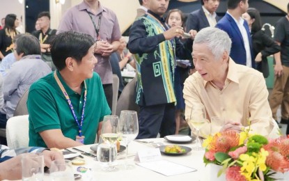 <p><strong>ENHANCED COOPERATION.</strong> President Ferdinand R. Marcos Jr. (left) meets with Prime Minister Lee Hsien Loong in Singapore on Sunday (Sept. 17, 2023). President Marcos said both countries agreed to have enhanced collaboration on multiple fronts to address common global challenges.<em> (Photo courtesy of President Ferdinand R. Marcos Jr. Facebook)</em></p>