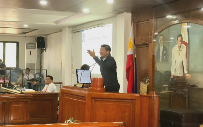 <p><strong>MORE FUNDS</strong>. Vice Governor Mark Leviste makes a point during a session of the Sangguniang Panlalawigan (SP) in this undated photo. The SP on Monday (Sept. 18, 2023) approved additional funding for key programs of the provincial government.<em> (Photo courtesy of VG Mark Leviste)</em></p>
