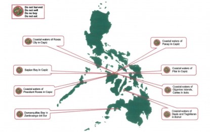 <p><strong>RED TIDE ALERT. </strong>The BFAR on Wednesday (Sept. 20, 2023) says red tide is still present in several coastal areas in the provinces of Capiz, Aklan, Iloilo, Bohol and Zamboanga del Sur. Meanwhile, it said the coastal waters of Altavas, Batan, and New Washington in Batan Bay are free of the toxin. <em>(Photo courtesy of BFAR)</em></p>