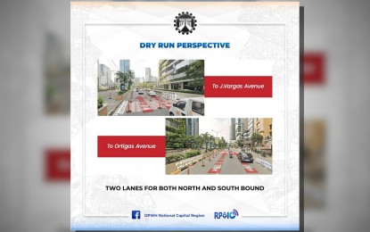 <p><strong>NEW TRAFFIC SCHEME.</strong> The DPWH-NCR on Friday (Sept. 22, 2023) said a dry run for a new traffic scheme would be implemented along ADB Avenue, Ortigas Center in Pasig City starting next week. The project is part of the DOTr’s Active Transport Program being implemented through the DPWH-NCR and in collaboration with the Ortigas Center Association, Inc.<em> (Photo courtesy of DPWH-NCR)</em></p>