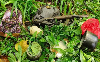 <p><strong>SKIRMISH SITE</strong>. Cooking utensils and other personal belongings of communist rebels are scattered on the ground at the clash site in Barangay Guibongon, Esperanza, Agusan del Sur, on Sunday (Sept. 24, 2023). The Army’s 4th Infantry Division says a New People’s Army rebel was killed following the brief encounter, which led to the recovery of a high-powered firearm. <em>(Photo courtesy of 4ID)</em></p>