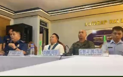 <div dir="auto"><strong>JOINT MEETING</strong>. The Commission and Elections Pangasinan provincial office and the Pangasinan Police Provincial Office (PPPO) hold a press conference after their Joint Security Coordination Meeting at the PPPO hall in Lingayen town, Pangasinan on Monday (Sept.25, 2023) as part the Barangay and Sangguniang Kabataan Elections 2023 preparations. The Ilocos Police Regional Office has arrested 24 gun ban violators from Aug. 28 to Oct. 6 this year. <em>(Photo courtesy of PPPO)</em></div>