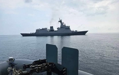 <p><strong>WPS PATROL.</strong> Missile frigate BRP Antonio Luna (FF-151) patrolling the West Philippine Sea on Sept. 22, 2023. During this mission, Western Command head Vice Adm. Alberto Carlos was aboard and inspected four Philippine-occupied islands in the area. <em>(Photo courtesy of the Western Command)</em></p>