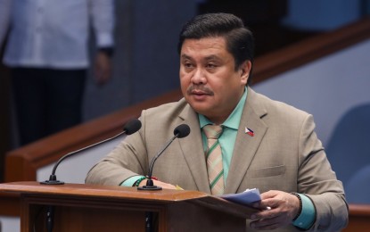 <p><strong>SELF-RELIANT DEFENSE POSTURE.</strong> Senator Jinggoy Ejercito Estrada sponsors Senate Bill No. 2455 or the proposed Self-Reliant Defense Posture Revitalization Act on Wednesday (Sept. 27, 2023). Estrada said the bill aims to strengthen the Philippines' defense against present and future security threats by developing a national defense industry and incentivizing the domestic production of defense assets. <em>(Photo courtesy of Senate PRIB)</em></p>